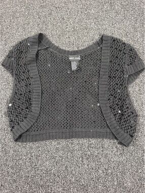Y2K vintage Wet Seal black Sequin Knit Cropped Cardigan